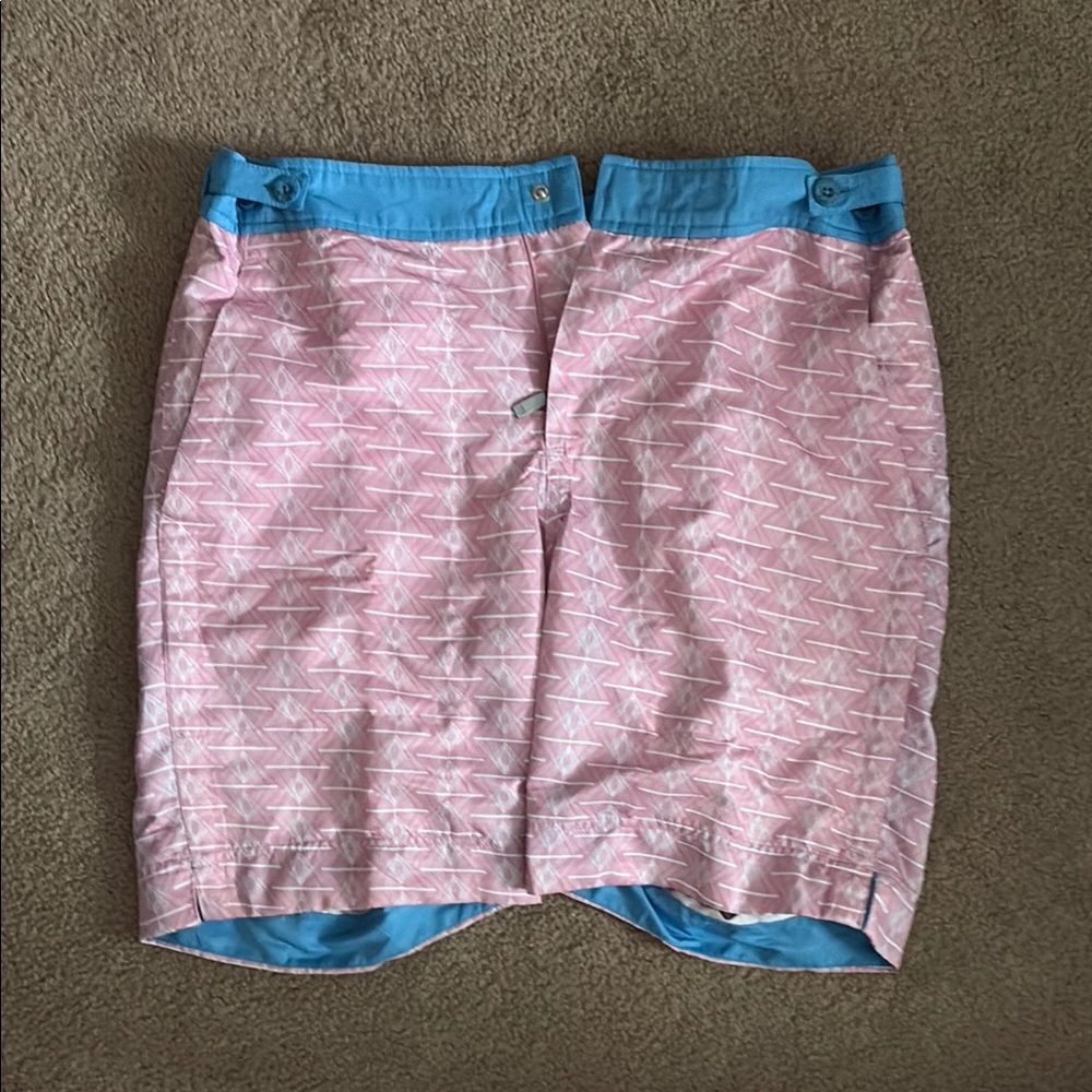 Thomas Royall Pink and Blue Mens Bathing Suit